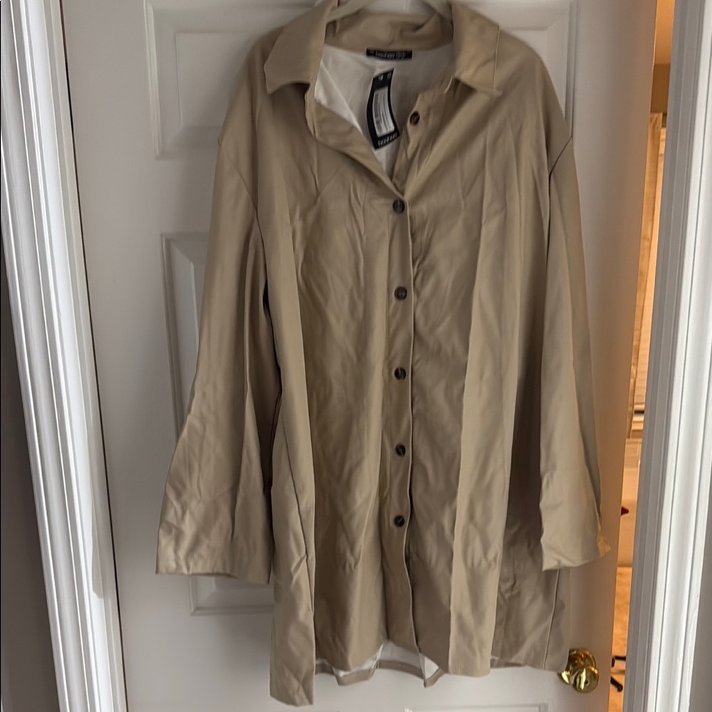 Boohoo Plus Tan Leather Dress  NWT